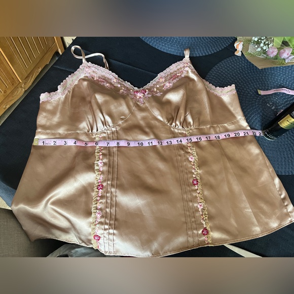 Lane Bryant Other - Lane Bryant Gold Satin Lace Trim Camisole W/ Embroidered Flowers Sz 18